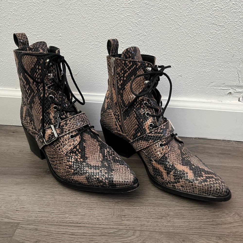 AllSaints Katy Boot in Snake Skin Print